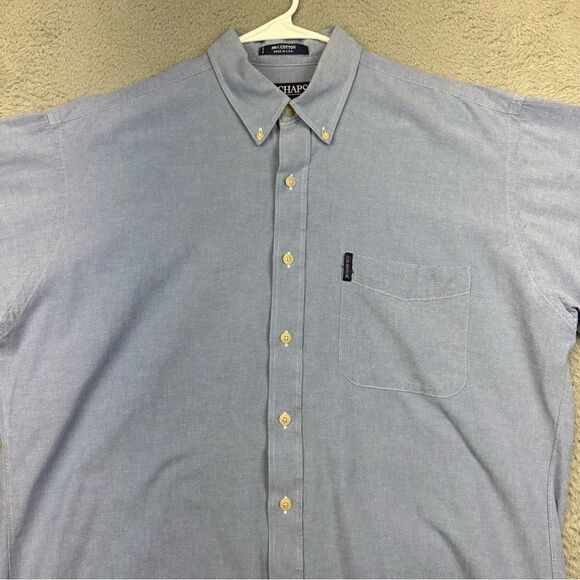 Vintage Chaps Ralph Lauren Shirt Mens Large Blue Cotton Button Business USA Made - Picture 3 of 13